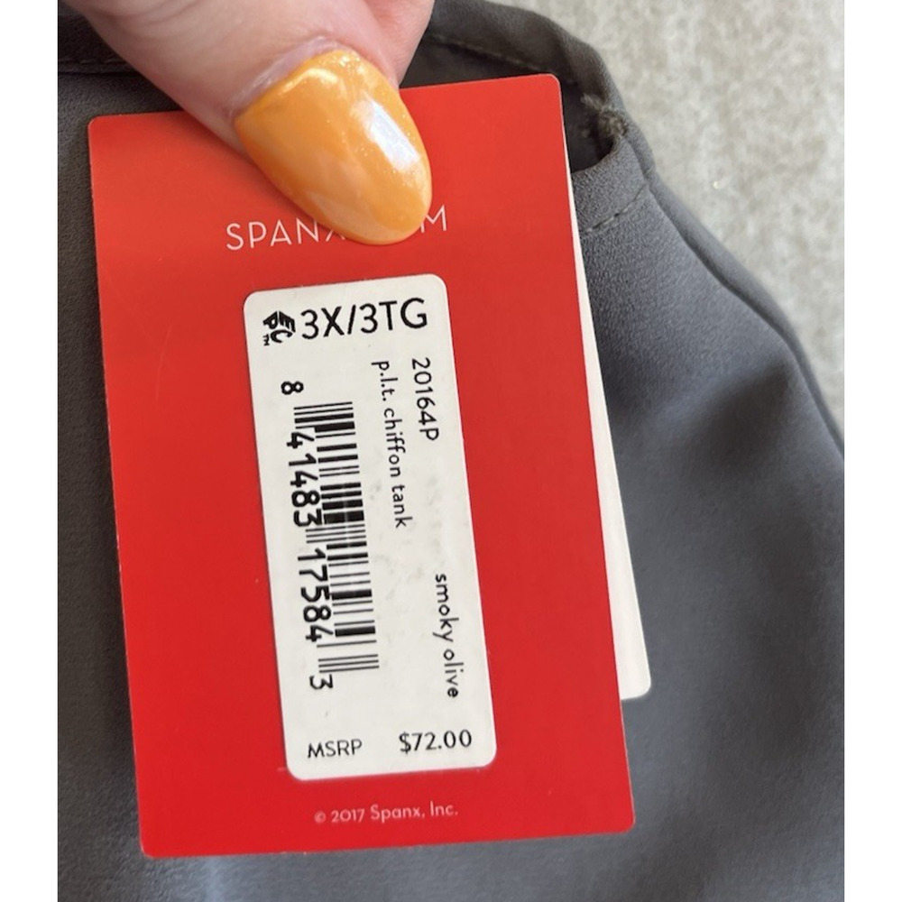 Spanx Semi Sheer Perfect Length Tank Top Womens 3x Smokey Olive Chiffon NWT - Picture 2 of 10
